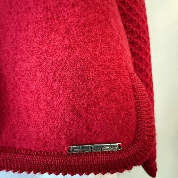 Vintage Geiger of Austria Boiled Wool Cardigan Sweater Red S/M Christmas Classic - Picture 9 of 16